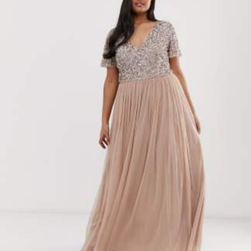 Silver and Gold Sequin Embellished Maxi Gown